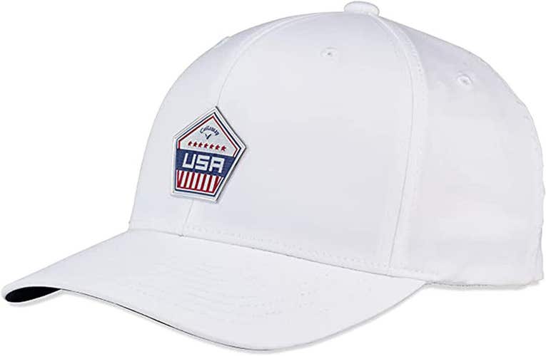 NEW 2023 Callaway Patriot USA White Adjustable Snapback Golf Hat/Cap