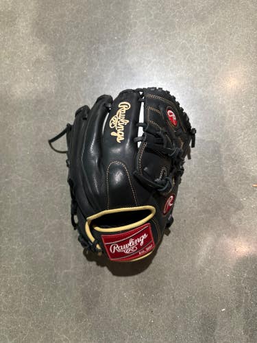 Black Used Rawlings Gold Glove Elite Right Hand Throw Pitcher's Baseball Glove 12"