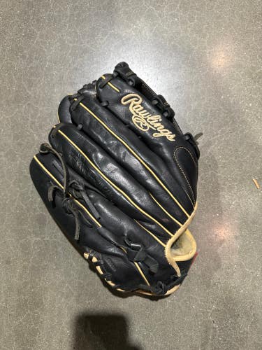 Black Used Rawlings Gold Glove Elite Right Hand Throw Infield Baseball Glove 12.75"