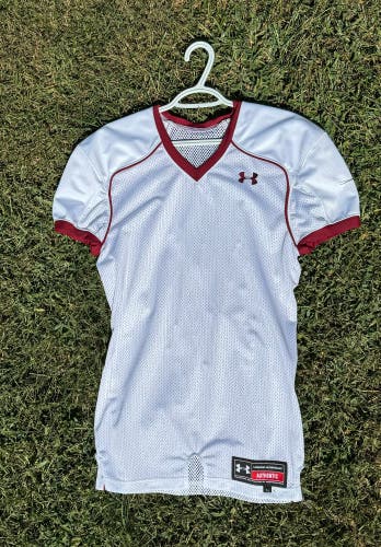 Under Armor Youth large football practice jersey - white & crimson