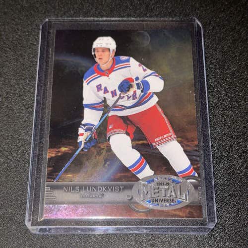 Nils Lundkvist NY Rangers 21-22 NHL Skybox Metal Universe Retro Rookie Card R-38