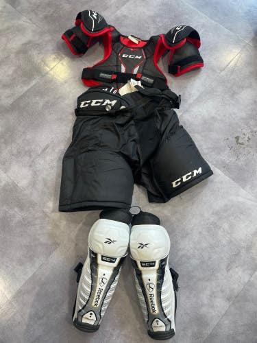 Used Youth Medium CCM Starter Kit (Shoulder Pads, Pants, Shin Pads)