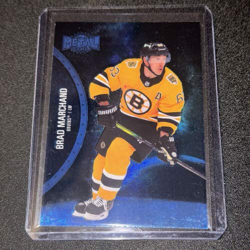 Brad Marchand Boston Bruins 2021-22 NHL Skybox Metal Universe Blue SP Base #147