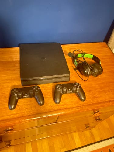 PS4 console, controllers, headset