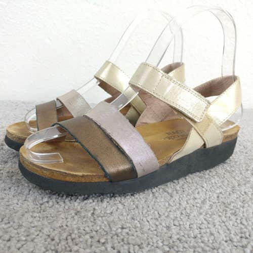 Naot Krista Sandals Womens 35 EU Shoes Slingback Orthopedic Metallic Gold Pewter