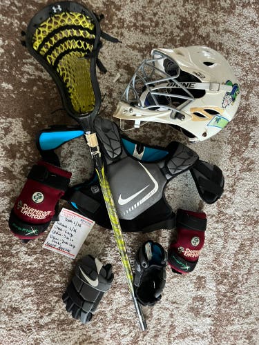 Youth lacrosse equipment set. Meets all NOCSAE standards