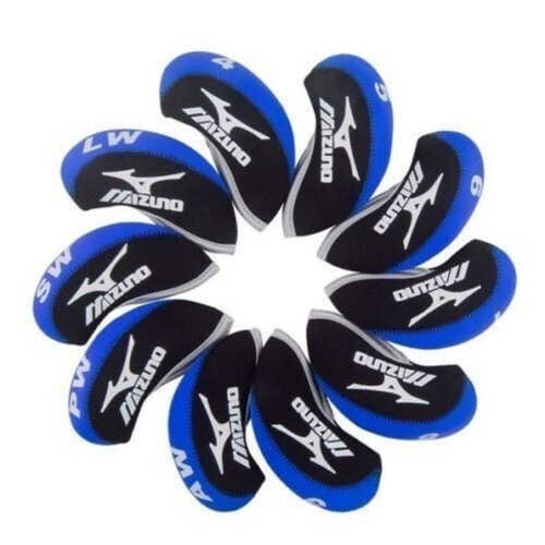 Mizuno Iron Head Covers 4-9, PW, GW, LW, SW Black Blue Brand New