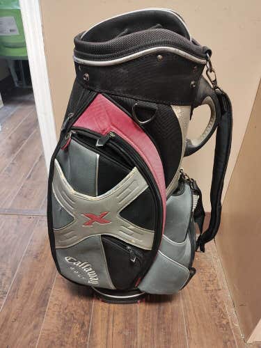 Callaway X 10 Divider Golf Cart Bag Grey/Black/Red w Raincover