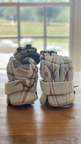 White/Gold Warrior Brass Monkey Lacrosse Gloves