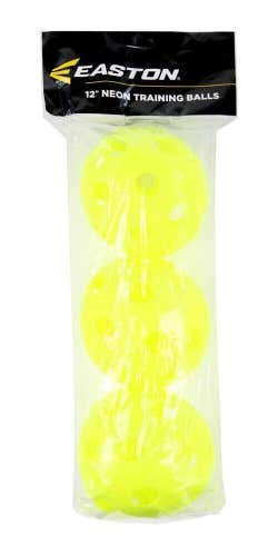 Easton 12" Plastic Training Softballs, Neon Yellow | 3 Pack