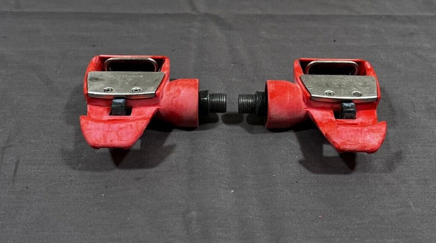 Vintage TIME Sprint Red Clipless Road Bike Cycling Pedals 9/16" Spindle GREAT