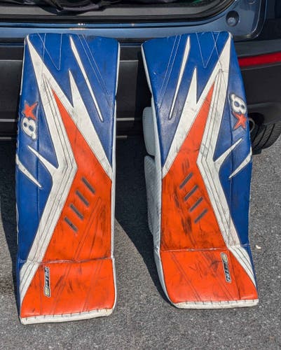 Used 32+2" Brian's OPTiK 2 Goalie Leg Pads Pro Stock (Buitenhuis spec Isles colors)