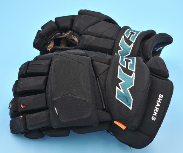 San Jose Sharks CCM Pro #15 Patrick Holway Black Game Worn Pro Game-Used Gloves