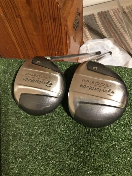 TaylorMade 200 Steel Woods Set (3W & 5W) Stiff S-90 Lite Graphite Shafts