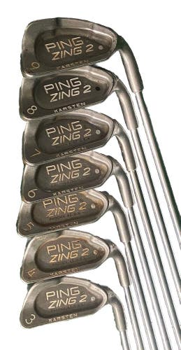 Ping Zing2 Set 3-9 Irons Silver Dot RH +0.5" X-Stiff Steel 5i 38.5" New Grips