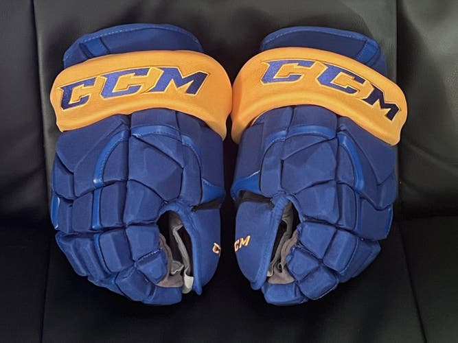 CCM HG12XP Buffalo Sabres Pro Stock Hockey Gloves Size 14