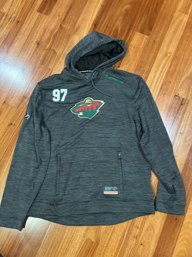 Kirill Kaprizov TEAM PLAYER ISSUE Minnesota Wild Fanatics Authentic Pro Hoodie L Game Used