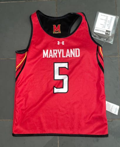 New Under Armour MARYLAND TERPS #5 Lacrosse Womens SMALL Reversible Jersey