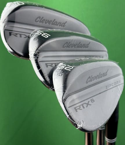 Cleveland RTX6 Black Wedge Set 52-10*, 56-08*, 60-12* GW SW LW Dynamic Gold NEW