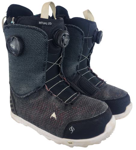 Used $420 Women's Burton Felix Boa Snowboard Boots RARE Black/White Sizes 7-9