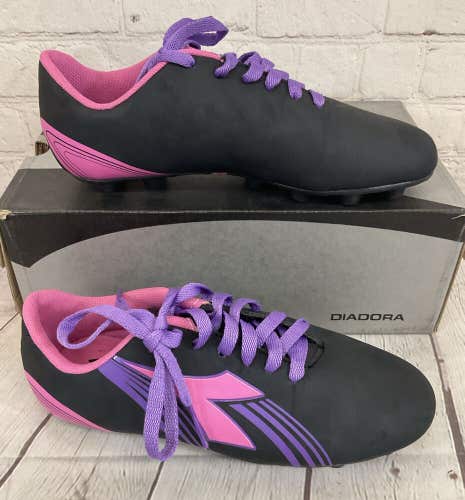 Diadora 716983 8534 Avanti MD JR Youth Soccer Cleats Black Pink Purple US 4.5