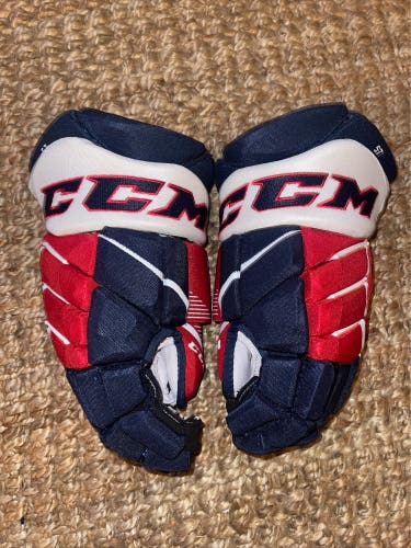 Washington Capitals Game Used Worn CCM Jetspeed Hockey Gloves 14” #57 TVR FT1 NHL