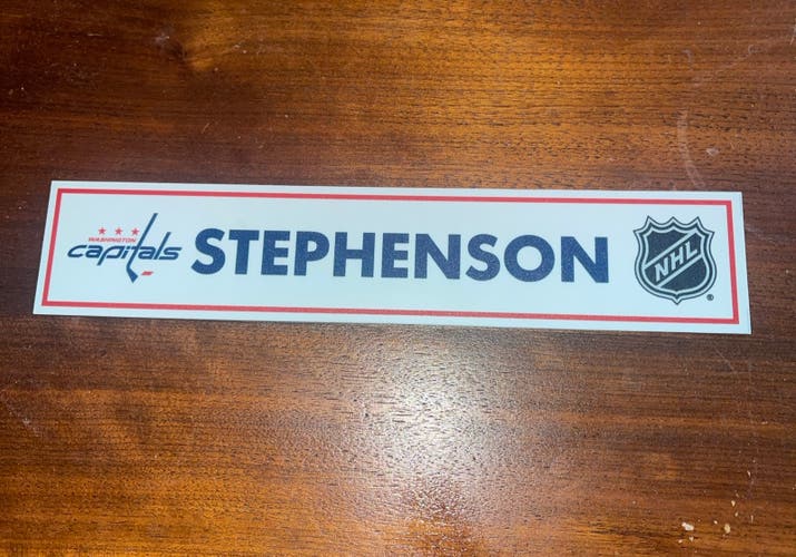 Washington Capitals NHL locker room Used tag nameplate Chandler Stephenson #18