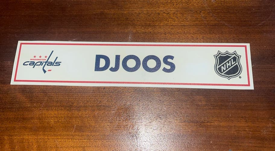 Washington Capitals NHL locker room Used tag nameplate Christian Djoos