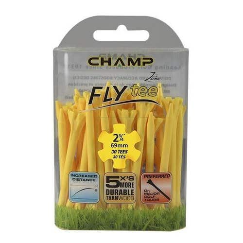 Champ Fly Tees 2.75" Plastic Golf Tees More Durable - (30 Tees) - Yellow