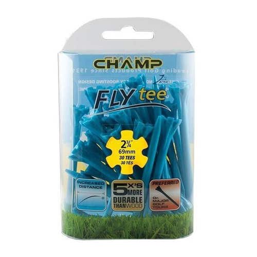 Champ Fly Tees 2.75" Plastic Golf Tees More Durable - (30 Tees) - Neon Blue