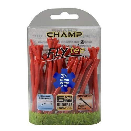 Champ Fly Tees 3.25" Plastic Golf Tees More Durable - (25 Tees) - Red Tees