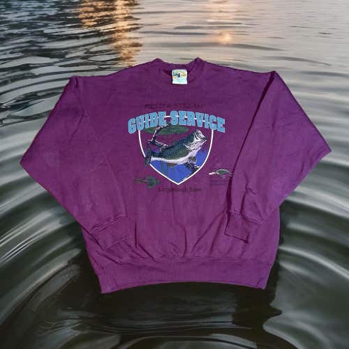 Vintage Field And Stream Sweatshirt Guide Service Mens XL Rare Bass Fishing