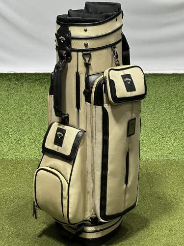 Callaway Vintage Canvas Womens 6-Way Golf Cart Bag Beige w/ Rain Hood and Pouch`