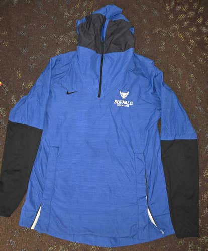 Buffalo Bulls Wrestling Nike Team issued 1/4 Zip Hooded Pullover Medium UB