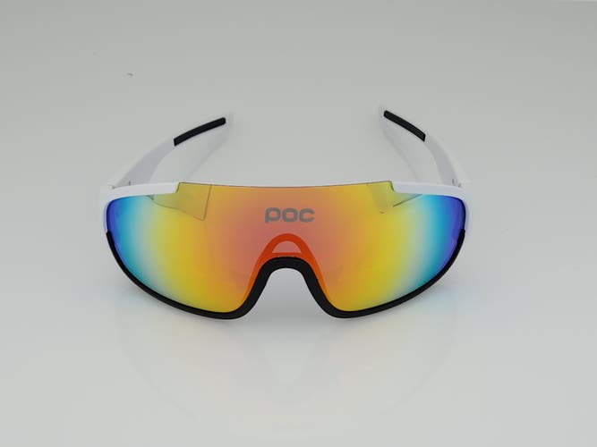 POC Crave Shield Sports Sunglasses White-Black Frame Orange Mirror Lens with Extra Lenses