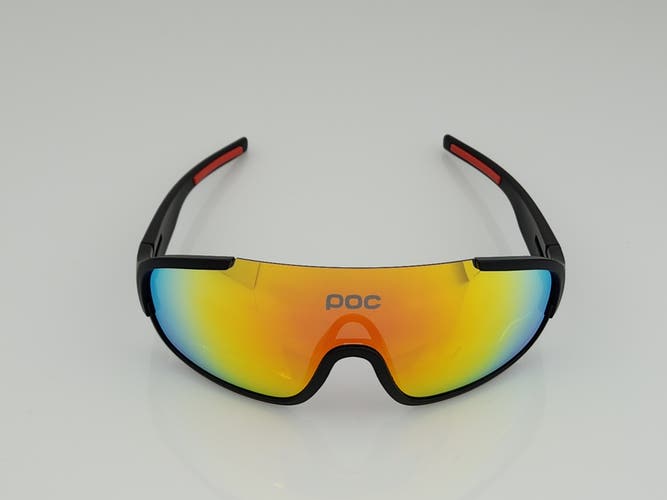 POC Crave Shield Sports Sunglasses Matte Black Frame Orange Mirror Lens with Extra Lenses