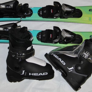 NEW ELAN pinball 70cm kids skis bindings + HEAD J1 ski boots 15.5 mondo /US 8