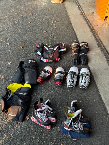 Used Bauer and ccm skates gloves etc.