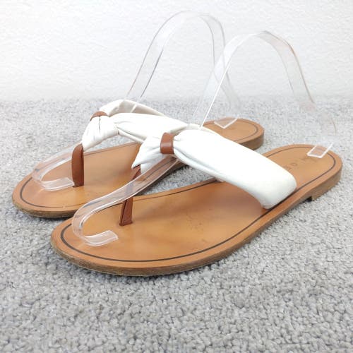 M. Gemi Flip Flop Thong Sandals Womens 39 EU Shoes White Leather Flats