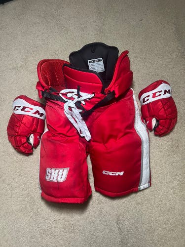 NCAA Pro Stock CCM Bundle 13" HGPJS Gloves and Medium HP45X Pants