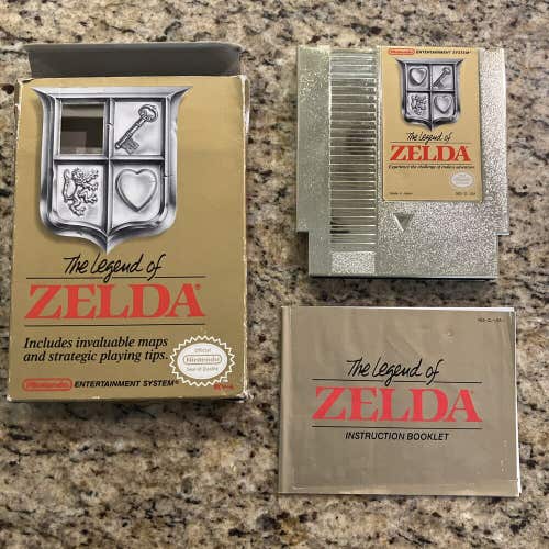 The Legend of Zelda (Nintendo NES, 1987) Gold Cart w/ Box & Manual