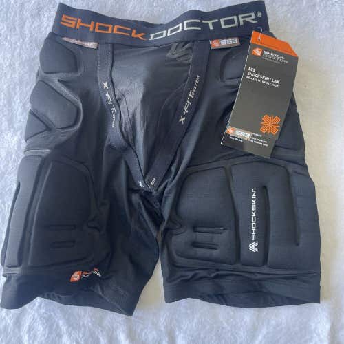 Brand New Boys Size XL SHOCKSKIN Lacrosse RELAXED FIT IMPACT SHORTS With Cup.