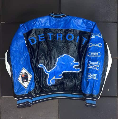 Detroit Lions GIII Carl Banks Leather Jacket Vintage 90s Rare Mens Size XL