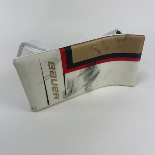 Used Vegas Knights White and Gold Bauer Vapor Hyperlite Blocker | Brossoit | Regular