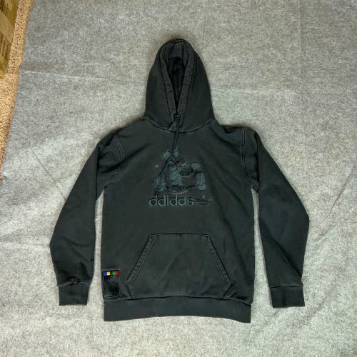 Adidas X Disney Mens Hoodie Small Black Sweatshirt Goofy Embroidered Logo Top