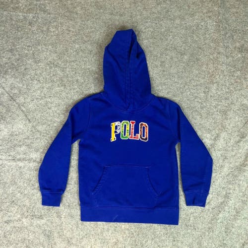Polo Ralph Lauren Boys Hoodie 7 Blue Spellout Sweatshirt Preppy Casual Logo Top