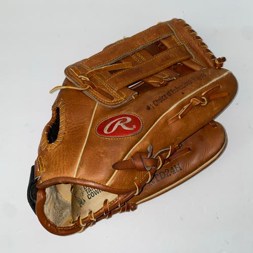 Rawlings Baseball Glove RTD24H 13 inch Brown Leather Fastback Model RHT