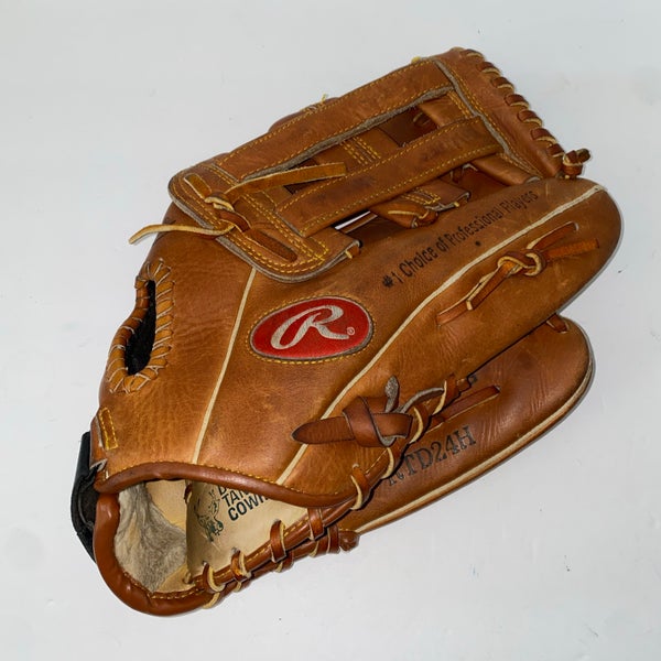 Rawlings Baseball Glove RTD24H 13 inch Brown Leather Fastback Model RHT