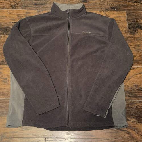 Cabela's Outfitters Outdoor Fleece Zip-Up Two Tone Gray Sweater Jacket Sz XL