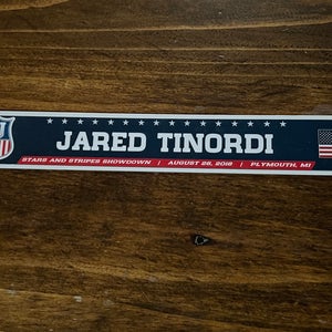 Stars and Stripes Showdown Game-used Hockey Locker Plate Jared Tinordi
